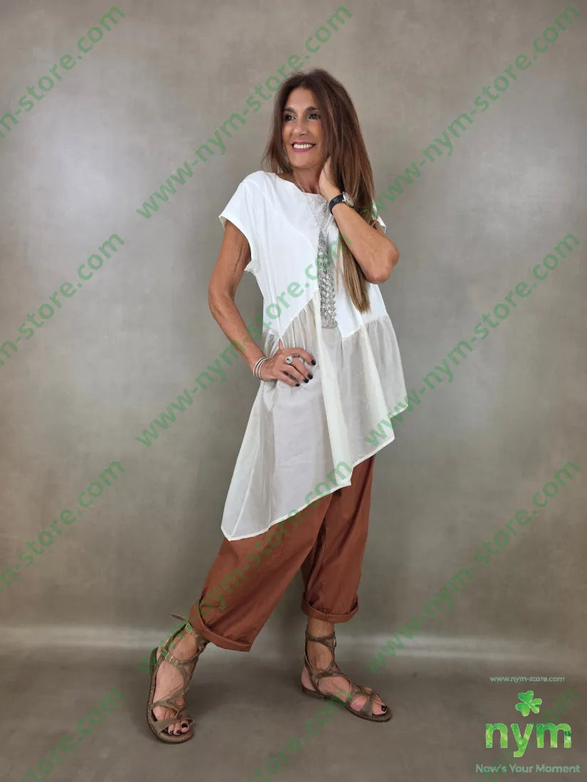 tshirt doppio tessuto con balza 95co5ea - TSHIRT