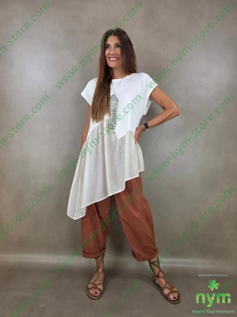 tshirt doppio tessuto con balza 95co5ea - TSHIRT