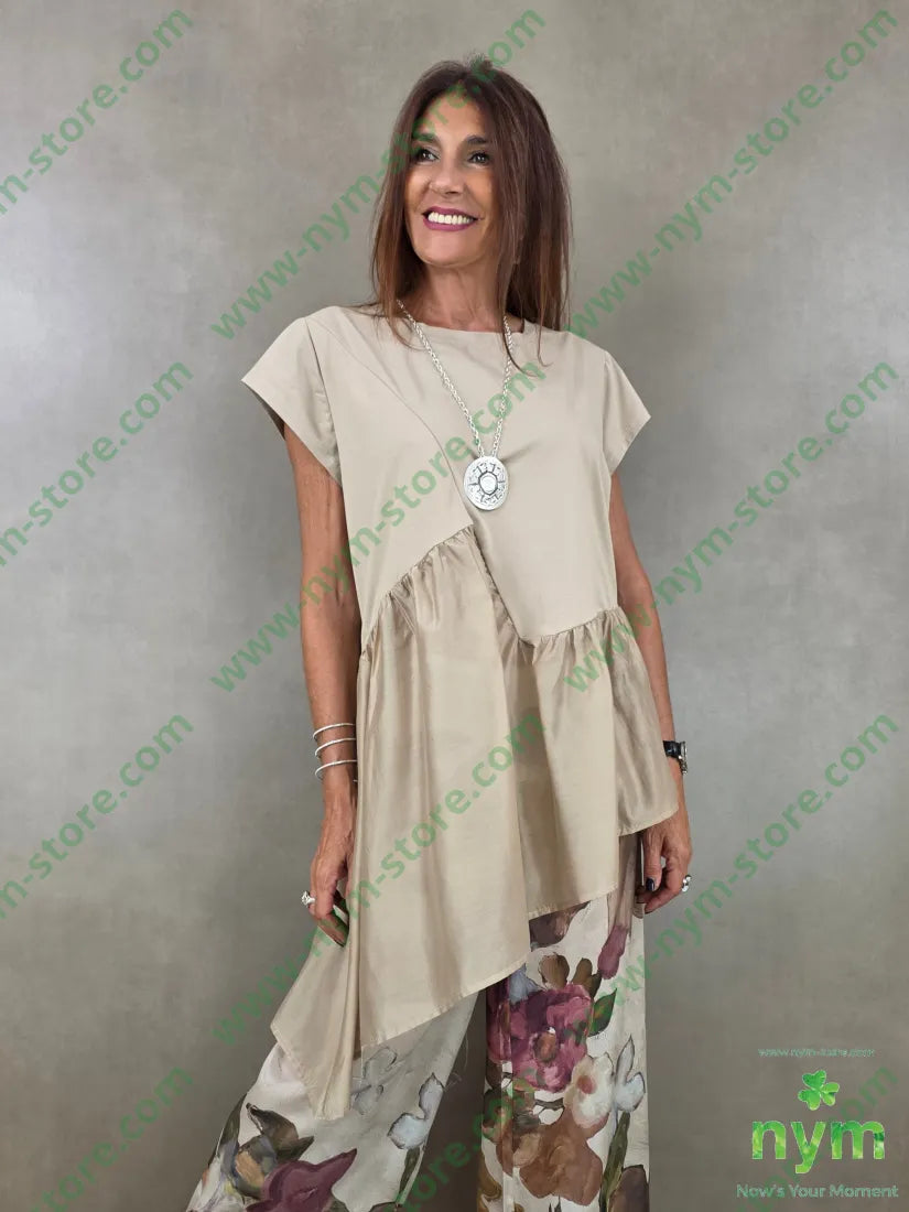 tshirt doppio tessuto con balza 95co5ea - U / CAMMELLO / PE26 - TSHIRT