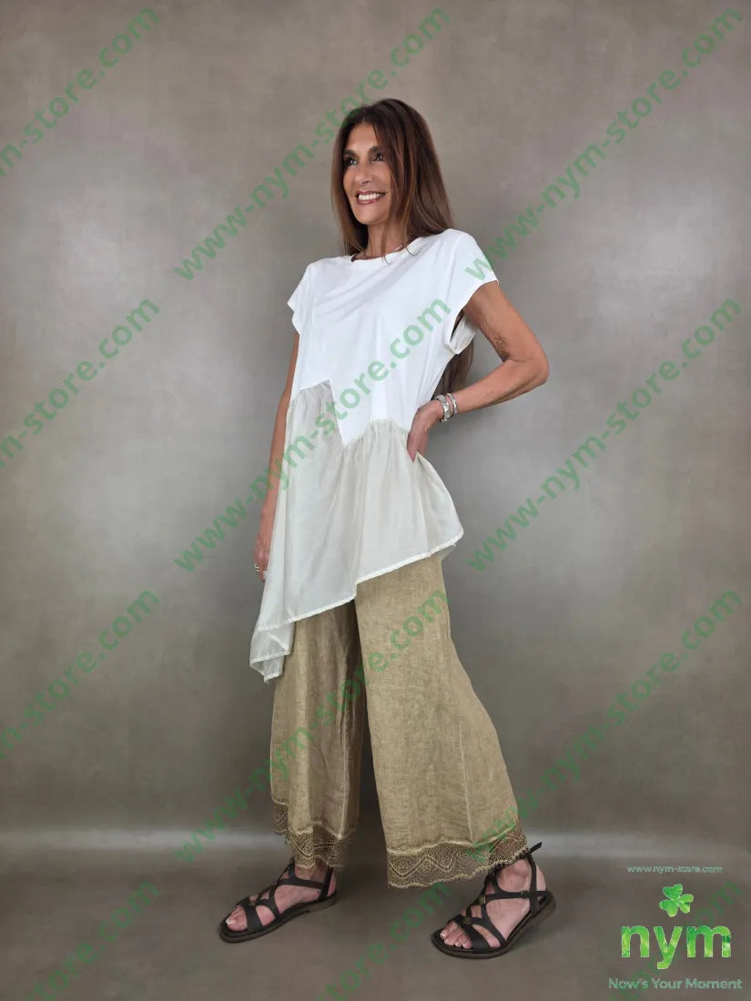 tshirt doppio tessuto con balza 95co5ea - U / PANNA / PE26 - TSHIRT