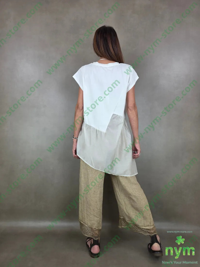 tshirt doppio tessuto con balza 95co5ea - U / PANNA / PE26 - TSHIRT
