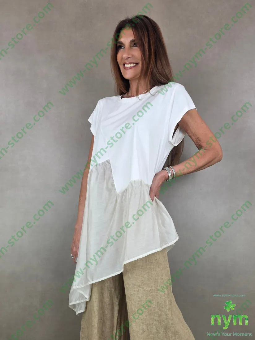 tshirt doppio tessuto con balza 95co5ea - U / PANNA / PE26 - TSHIRT