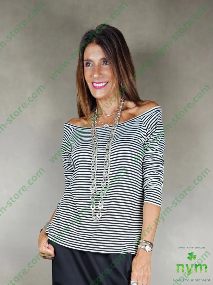 tshirt echancre a barca rigata 95vi5ea U / NERO / AI25 TSHIRT