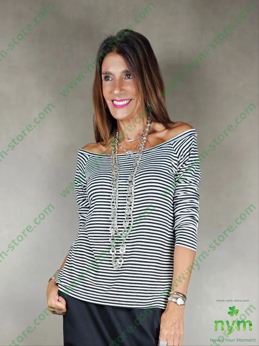 tshirt echancre a barca rigata 95vi5ea U / NERO / AI25 TSHIRT