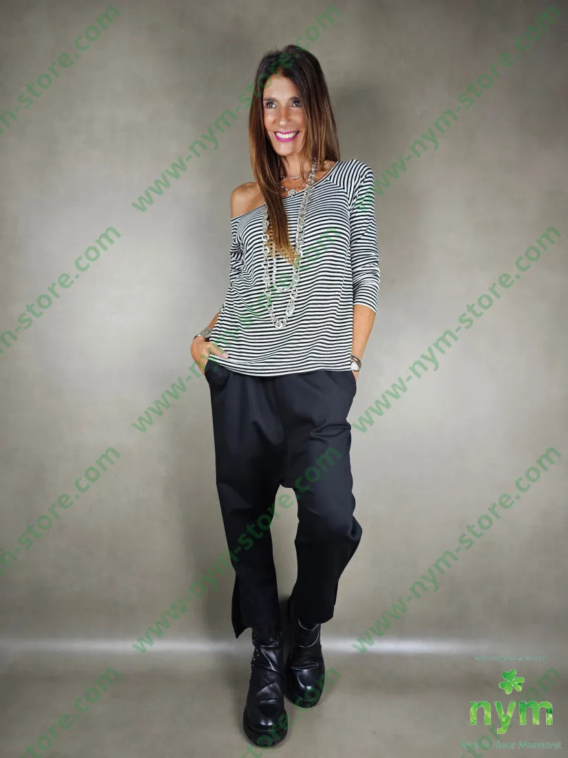 tshirt echancre a barca rigata 95vi5ea U / NERO / AI25 TSHIRT