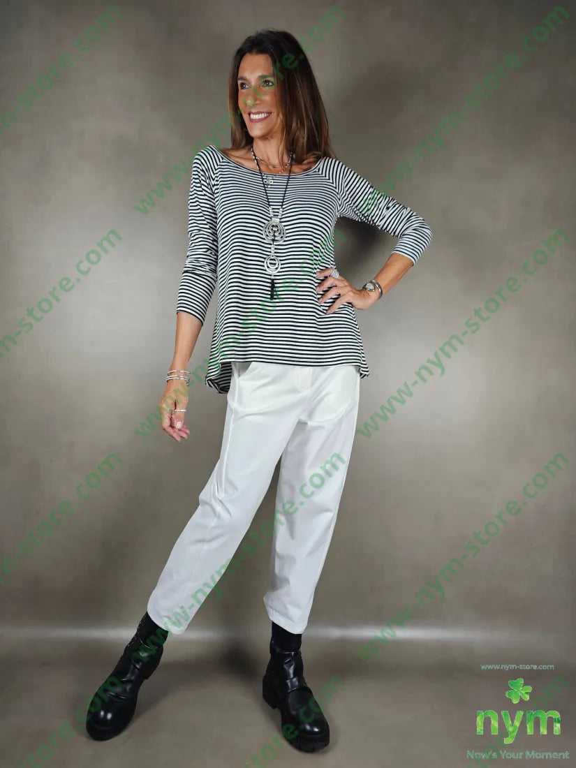 tshirt echancre a barca rigata 95vi5ea U / NERO / AI25 TSHIRT