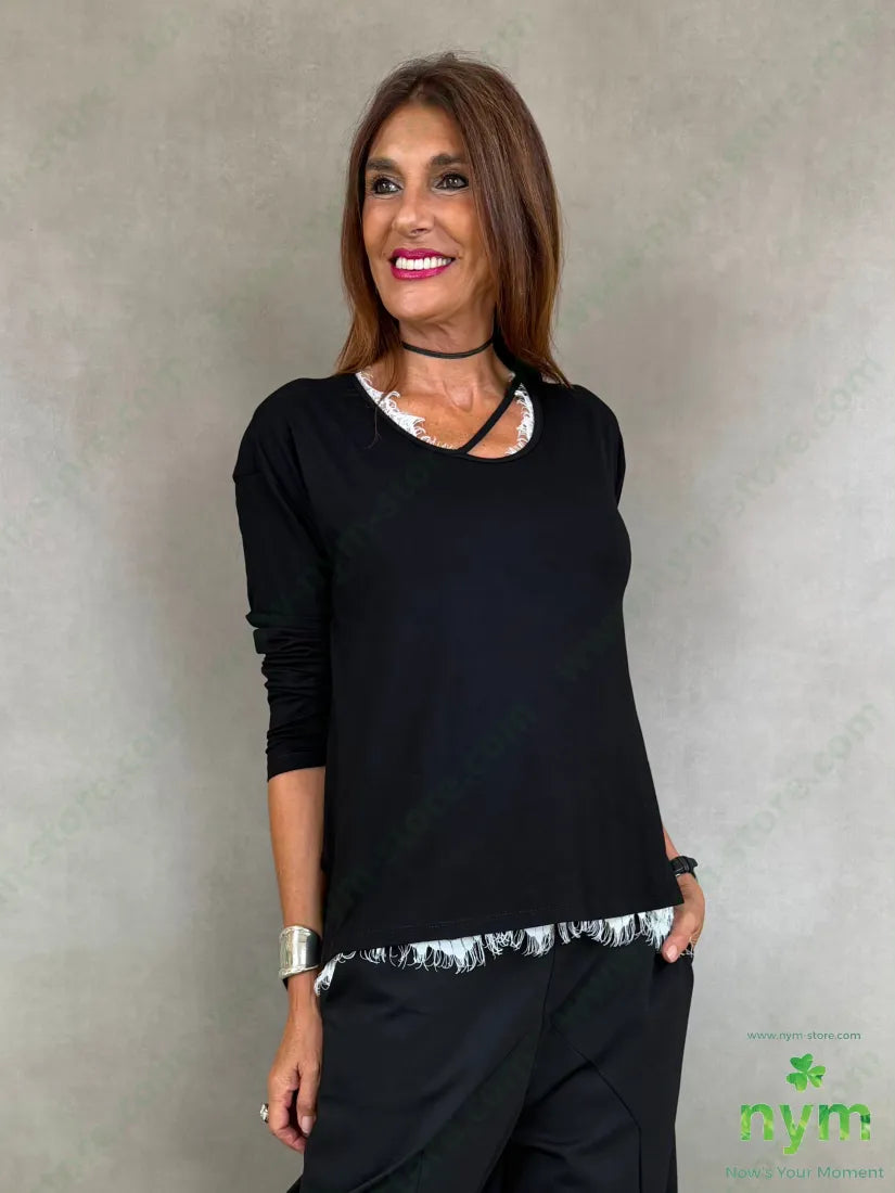 tshirt girocollo con motivo viscosa - TSHIRT