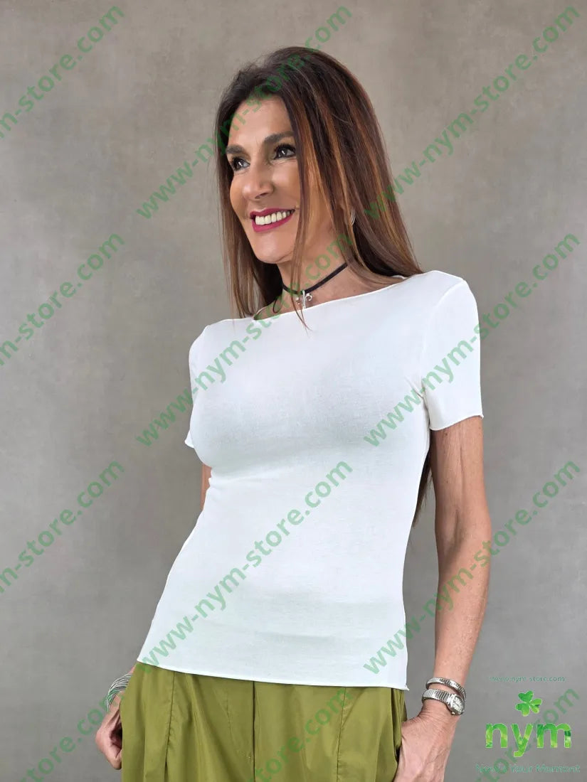 tshirt girocollo misto seta 89md6ea5se - U / PANNA / PE26 - TSHIRT