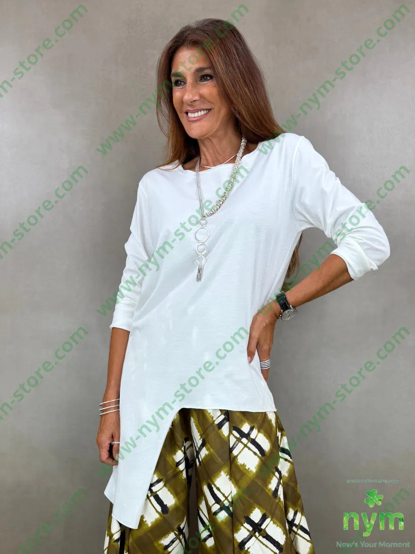 tshirt in cotone fondo asimmetrico - TSHIRT