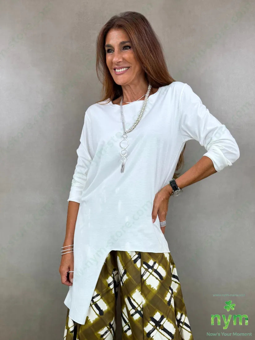 tshirt in cotone fondo asimmetrico - TSHIRT