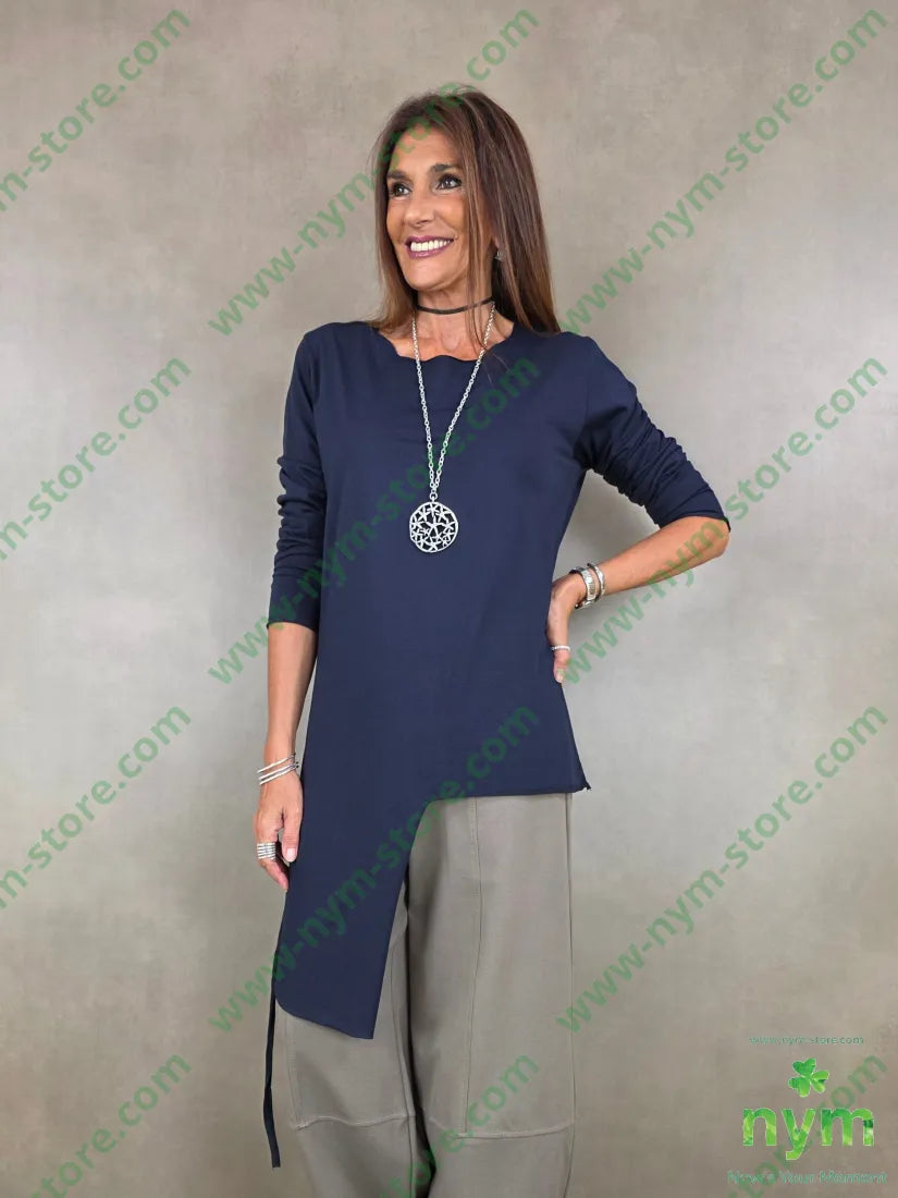 tshirt in cotone fondo asimmetrico - U / BLU / AI26 - TSHIRT