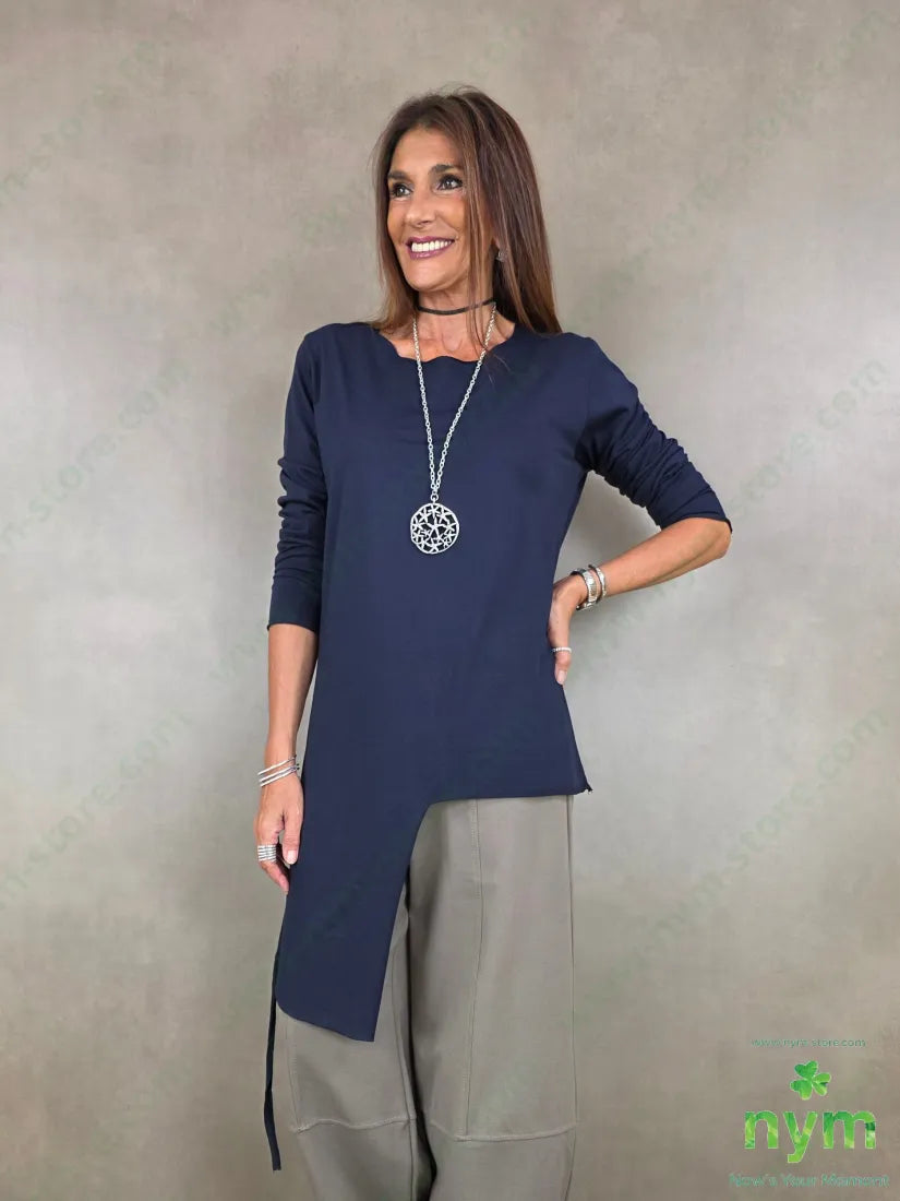 tshirt in cotone fondo asimmetrico - U / BLU / AI26 - TSHIRT