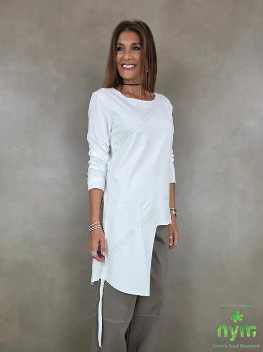 tshirt in cotone fondo asimmetrico - U / PANNA / AI26 - TSHIRT