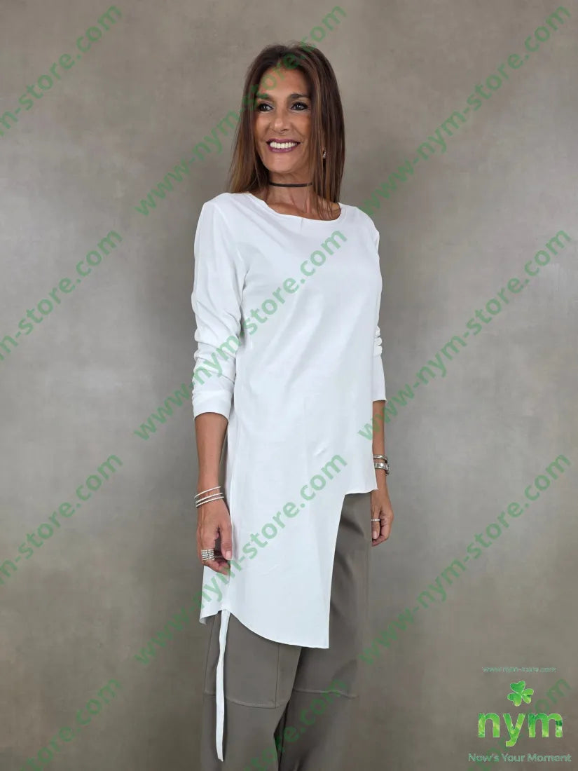 tshirt in cotone fondo asimmetrico - U / PANNA / AI26 - TSHIRT