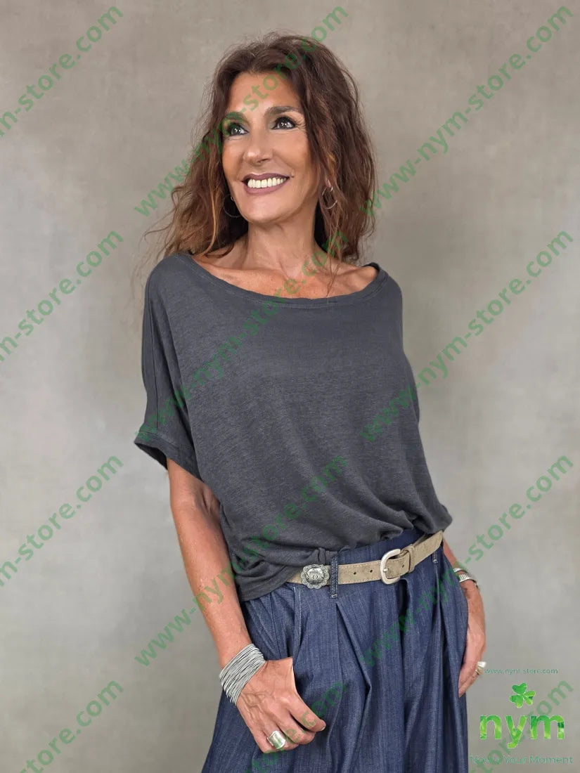 tshirt lino manica kimono 100li - U / ANTRACITE / PE26 - TSHIRT