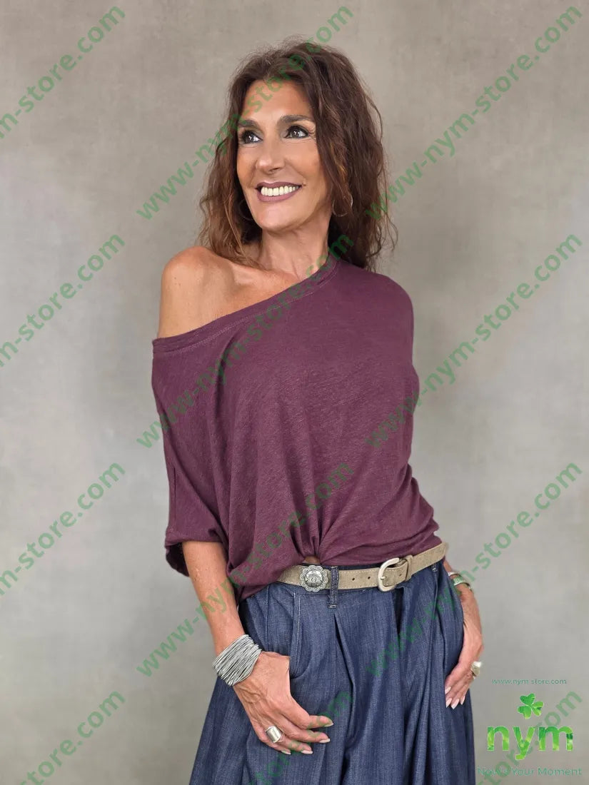 tshirt lino manica kimono 100li - U / BORDO / PE26 - TSHIRT