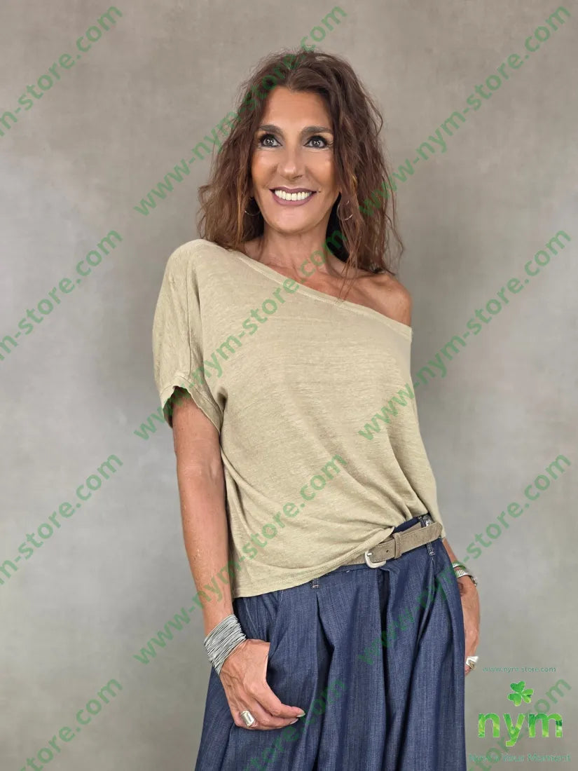tshirt lino manica kimono 100li - U / CAMMELLO / PE26 - TSHIRT