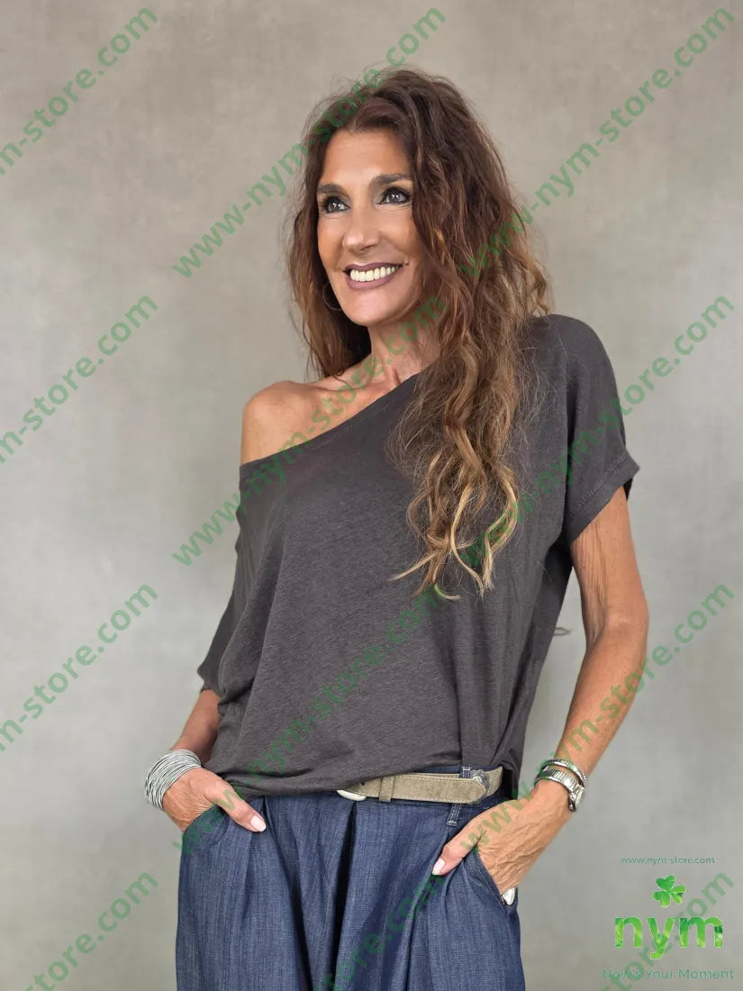 tshirt lino manica kimono 100li - U / MARRONE / PE26 - TSHIRT