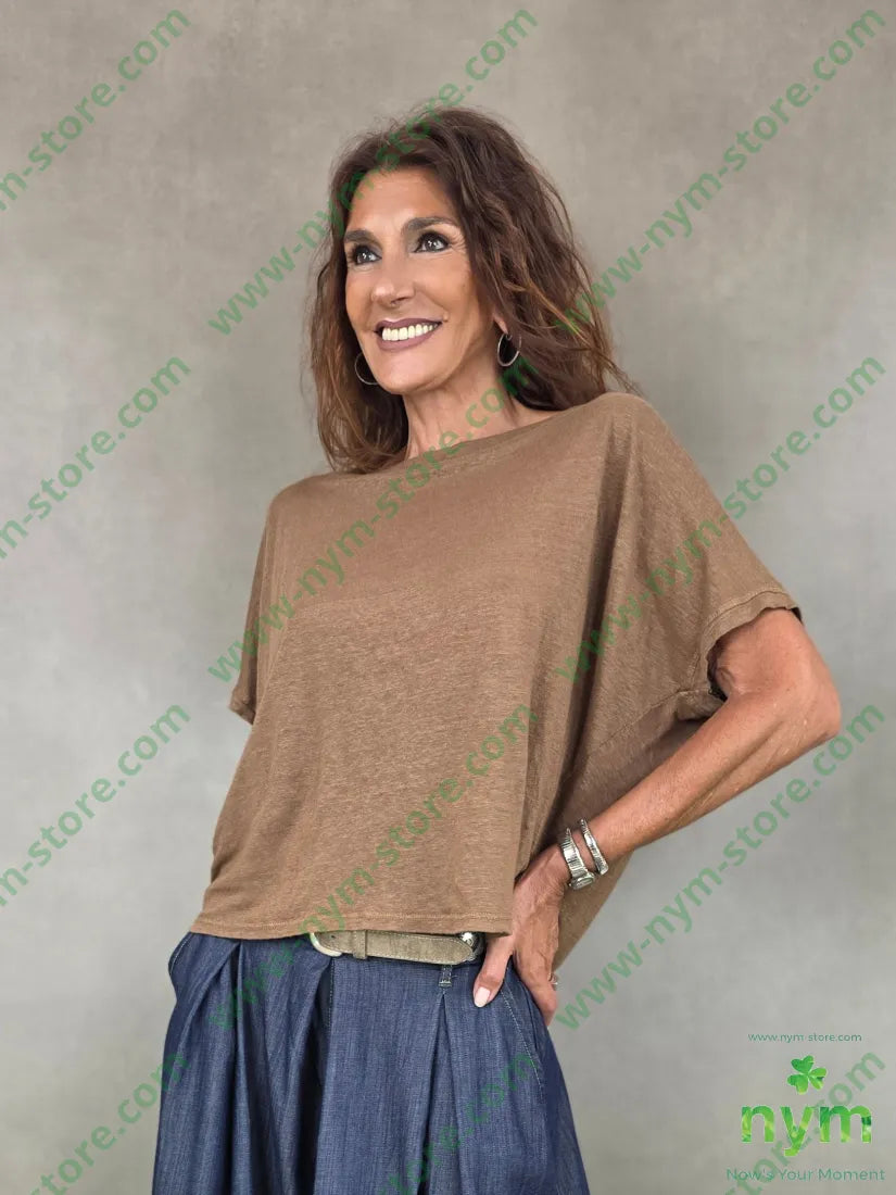 tshirt lino manica kimono 100li - U / TABACCO / PE26 - TSHIRT