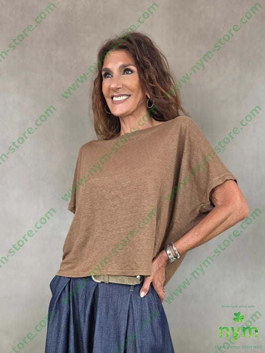tshirt lino manica kimono 100li - U / TABACCO / PE26 - TSHIRT