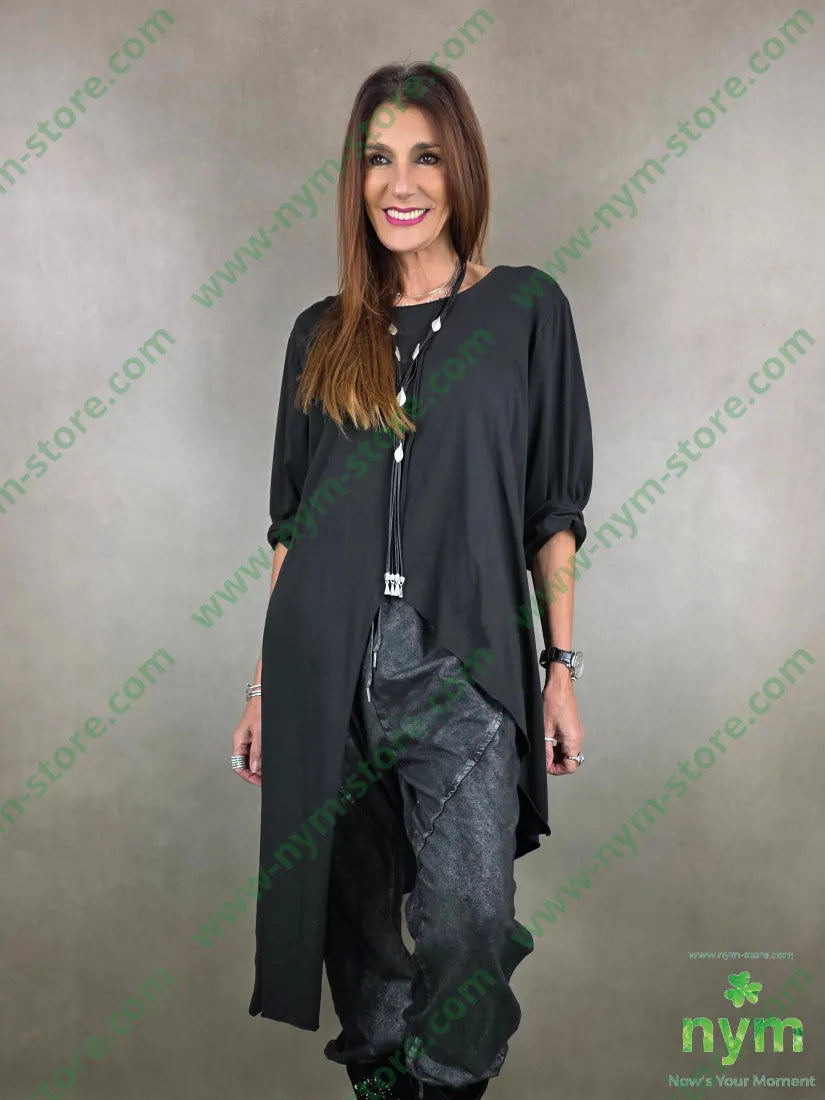 tshirt lunga cucitura taglio vivo 65vi30ny5ea U / NERO / AI25 TSHIRT