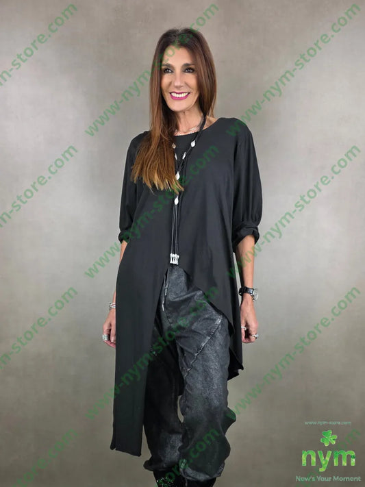 tshirt lunga cucitura taglio vivo 65vi30ny5ea U / NERO / AI25 TSHIRT