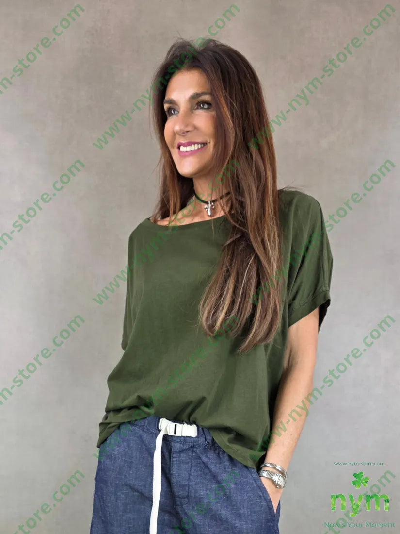 tshirt manica kimono 100co - U / MILITARE / PE26 - TSHIRT