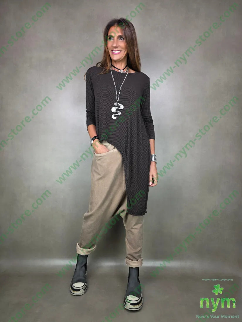 tshirt micro riga lunga asimmetrica 55vi30ny10ws5ea TSHIRT