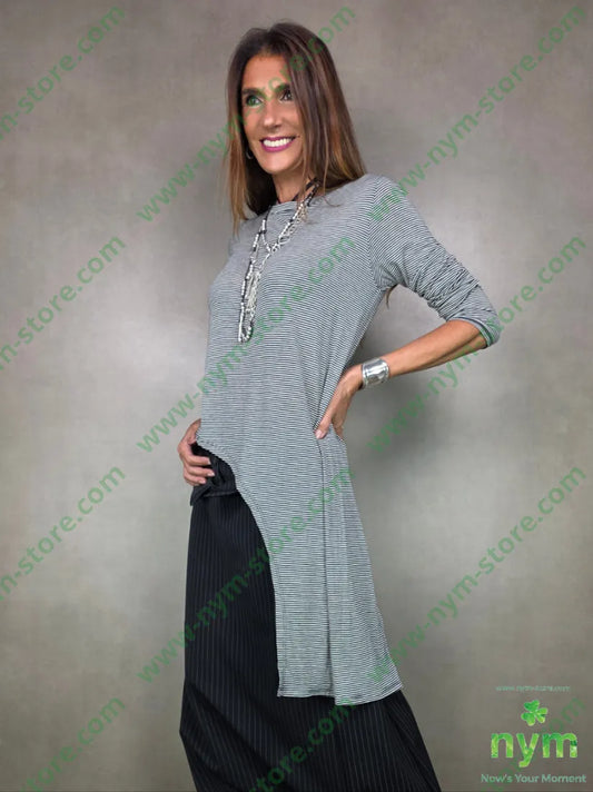 tshirt micro riga lunga asimmetrica 55vi30ny10ws5ea U / PANNA / AI25 TSHIRT