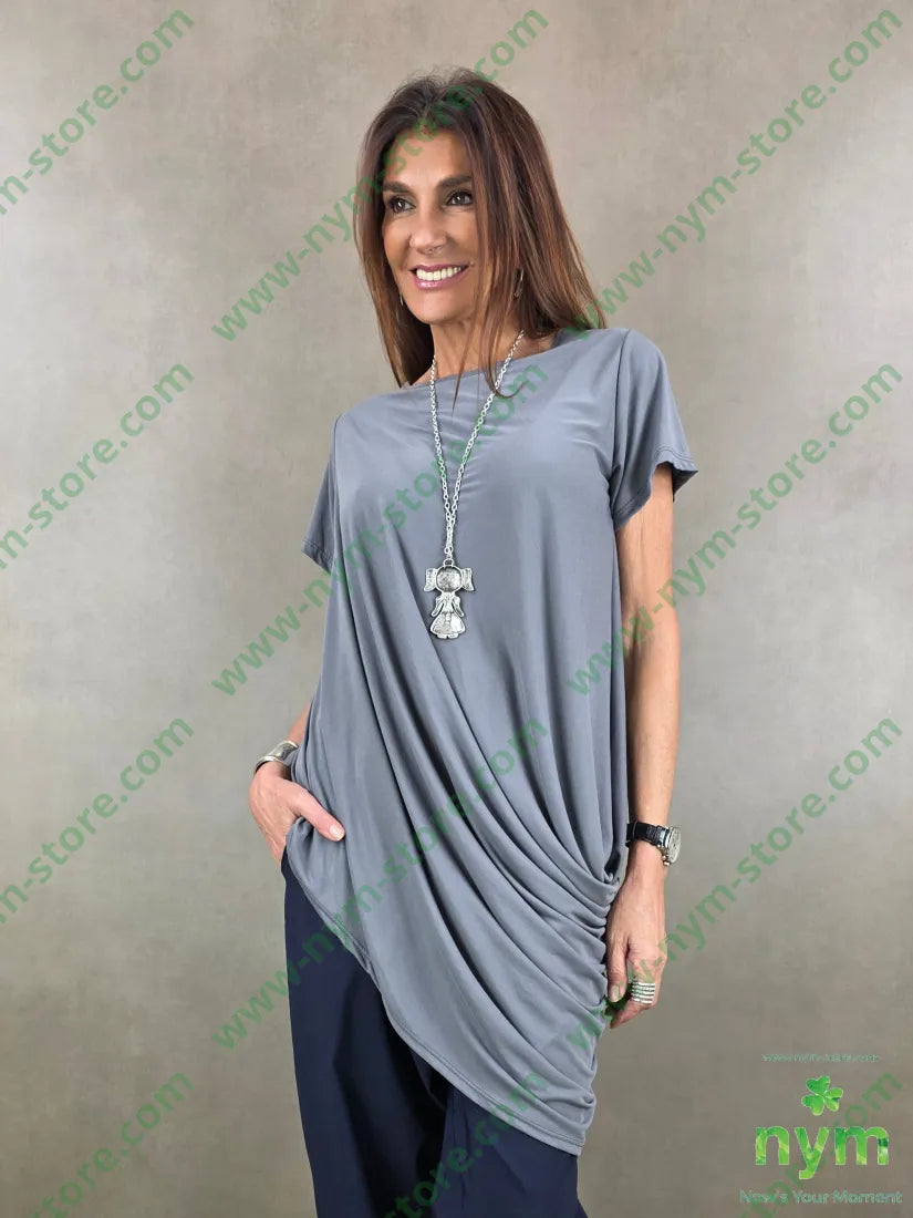 tshirt modal drappeggiata lato 62md38pl - TSHIRT