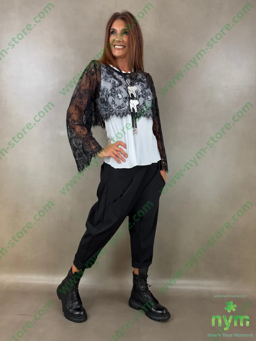 tshirt pizzo cropped 96pl4ea - U / NERO / AI26 - TSHIRT