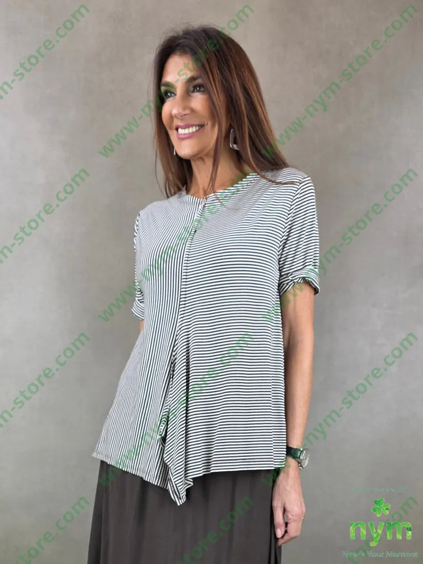 tshirt riga punta sbieco 96vi4ea - U / MARRONE / PE26 - TSHIRT