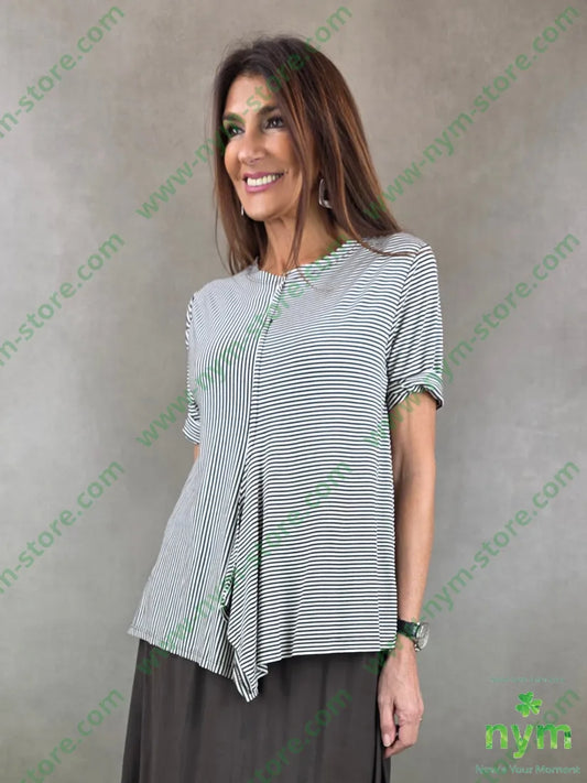 tshirt riga punta sbieco 96vi4ea - U / MARRONE / PE26 - TSHIRT