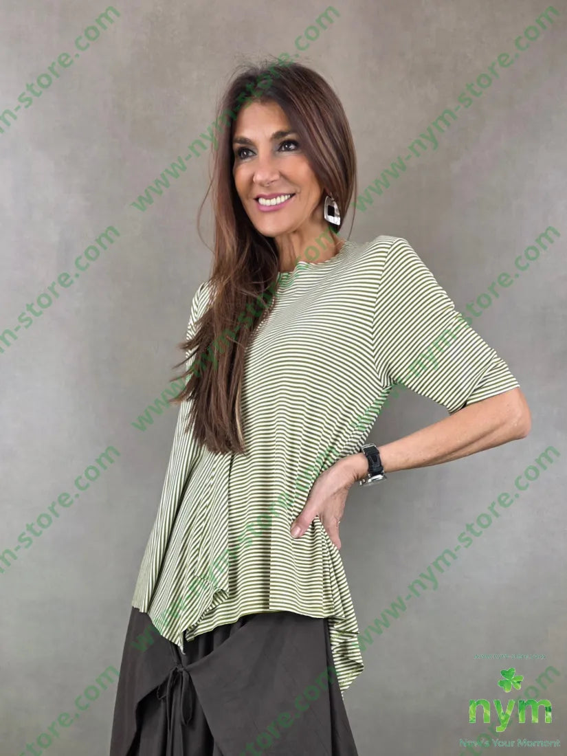 tshirt riga punta sbieco 96vi4ea - U / OLIO / PE26 - TSHIRT