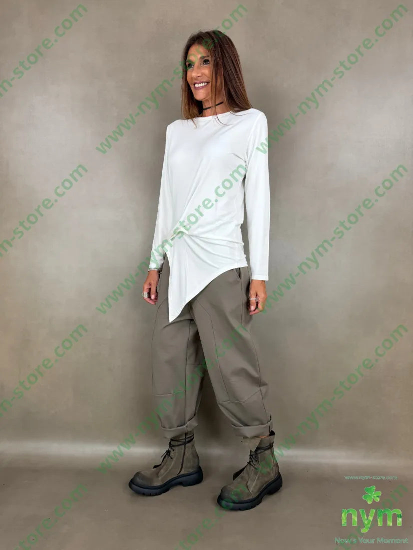 tshirt ripresa laterale in viscosa - TSHIRT