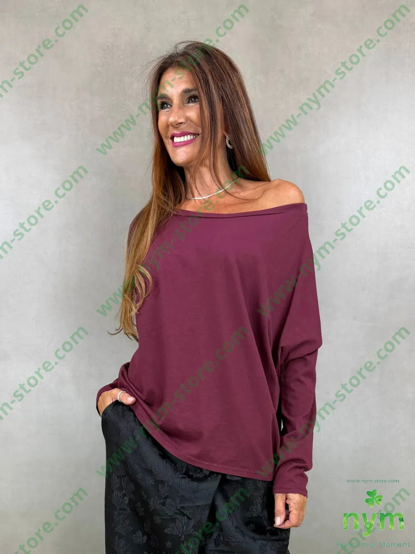 tshirt scollata a kimono 100co - U / BORDO / AI26 - TSHIRT