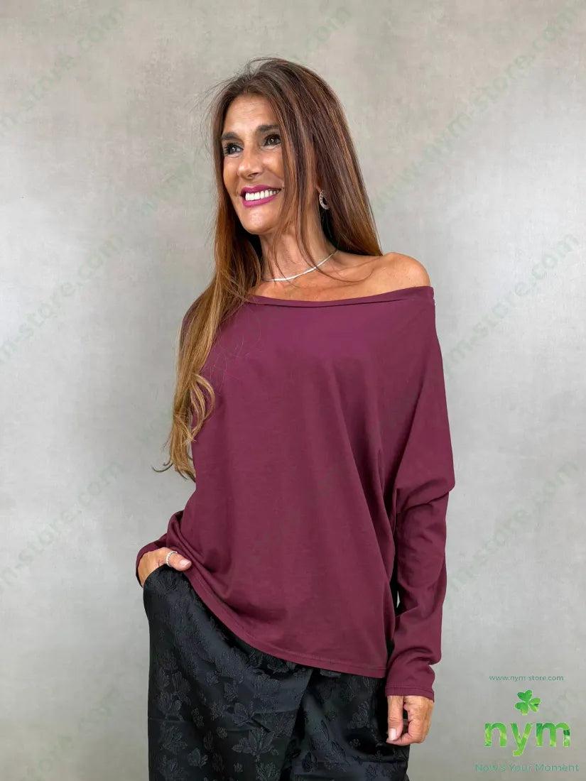 tshirt scollata a kimono 100co - U / BORDO / AI26 - TSHIRT