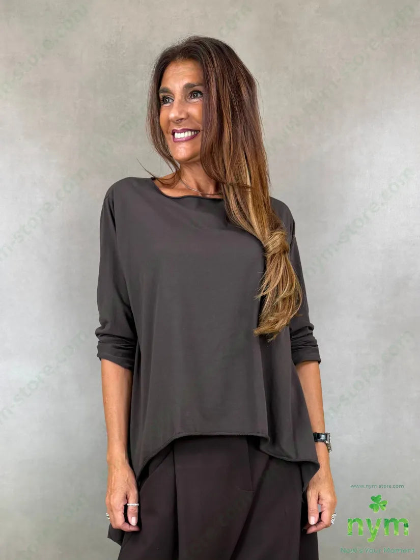 tshirt scollata a kimono 100co - U / MARRONE / AI26 - TSHIRT