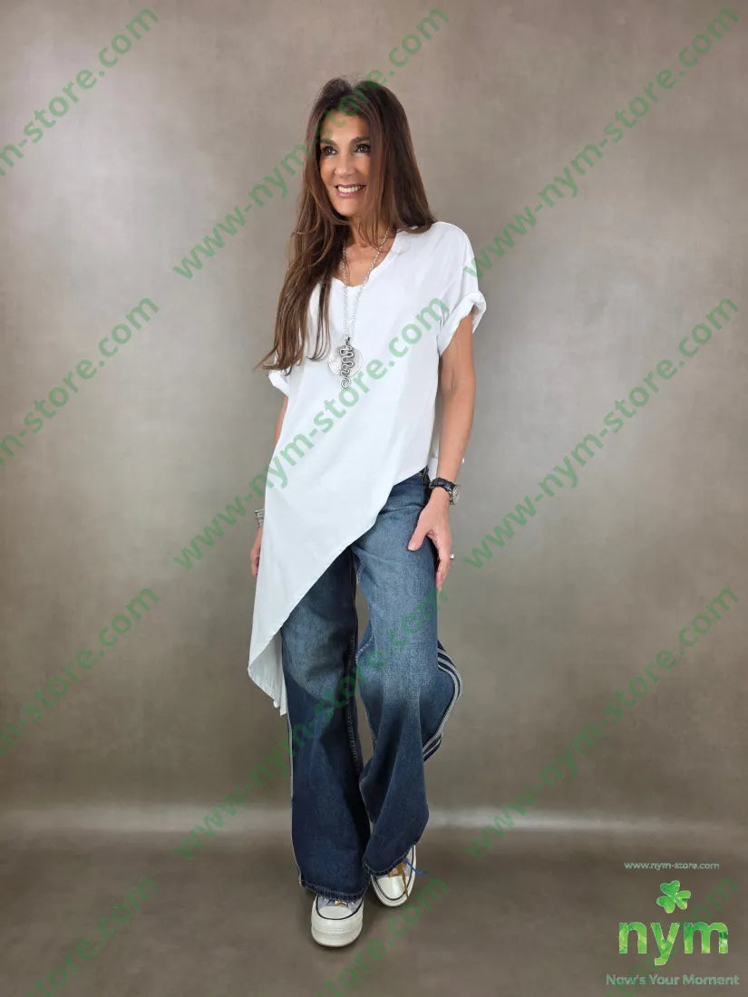 tshirt scollata a V punta lato 100co TSHIRT