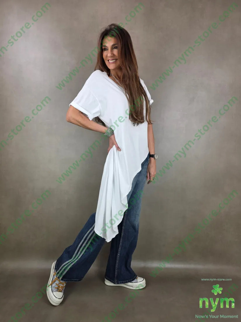 tshirt scollata a V punta lato 100co TSHIRT