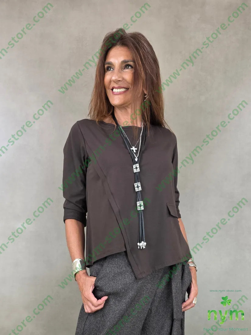 tshirt sormonto asimmetrico 95co5ea - U / MARRONE / AI26 - TSHIRT