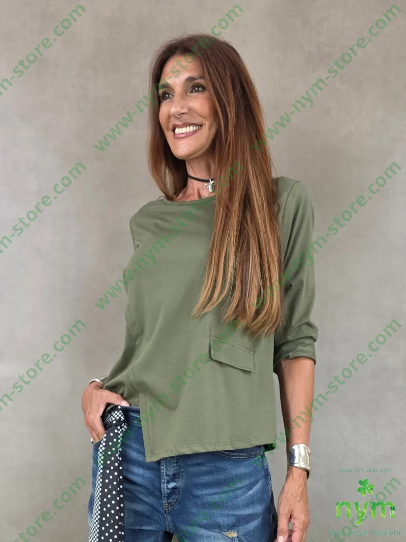 tshirt sormonto asimmetrico 95co5ea - U / MILITARE / AI26 - TSHIRT