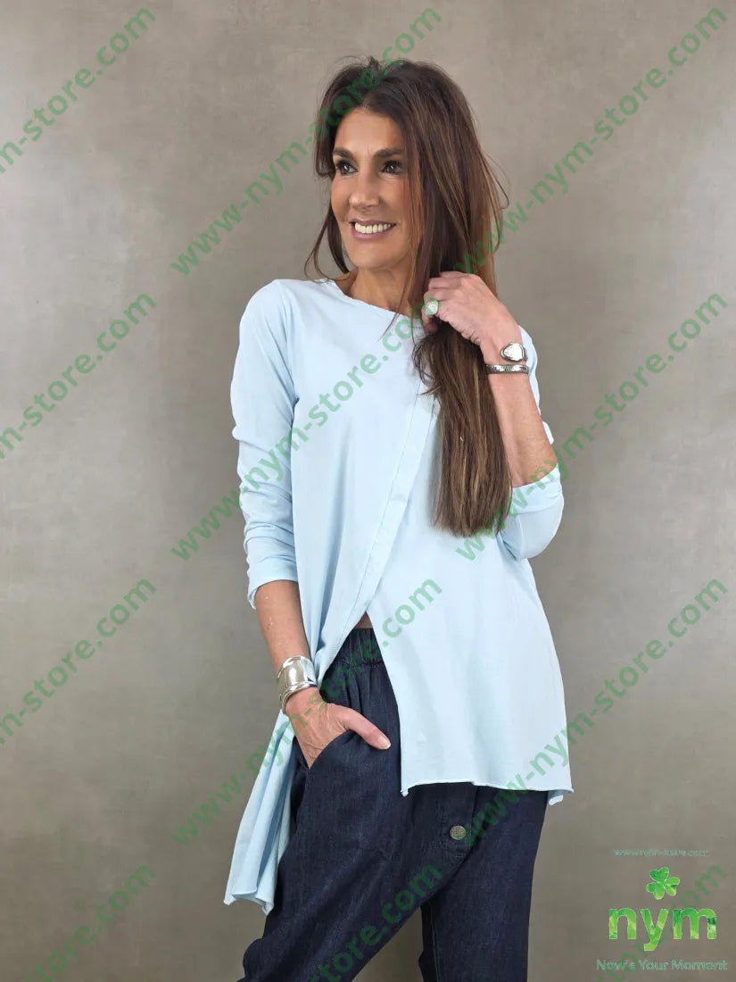 tshirt spacco e bordo trasversale 100co - U / AZZURRO / PE26 - TSHIRT