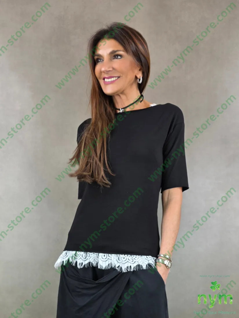 tshirt stretta tutta taglio vivo 94co6ea U / NERO / PE26 TSHIRT