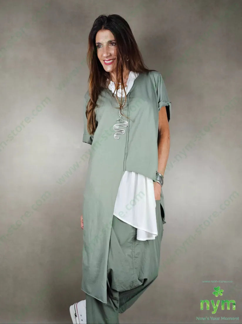 tshirt taglio centrale lunga lato 100co U / MILITARE / PE25 TSHIRT