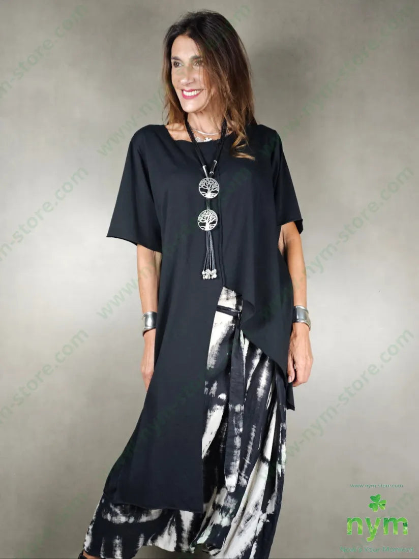 tshirt taglio centrale lunga lato 100co U / NERO / PE25 TSHIRT