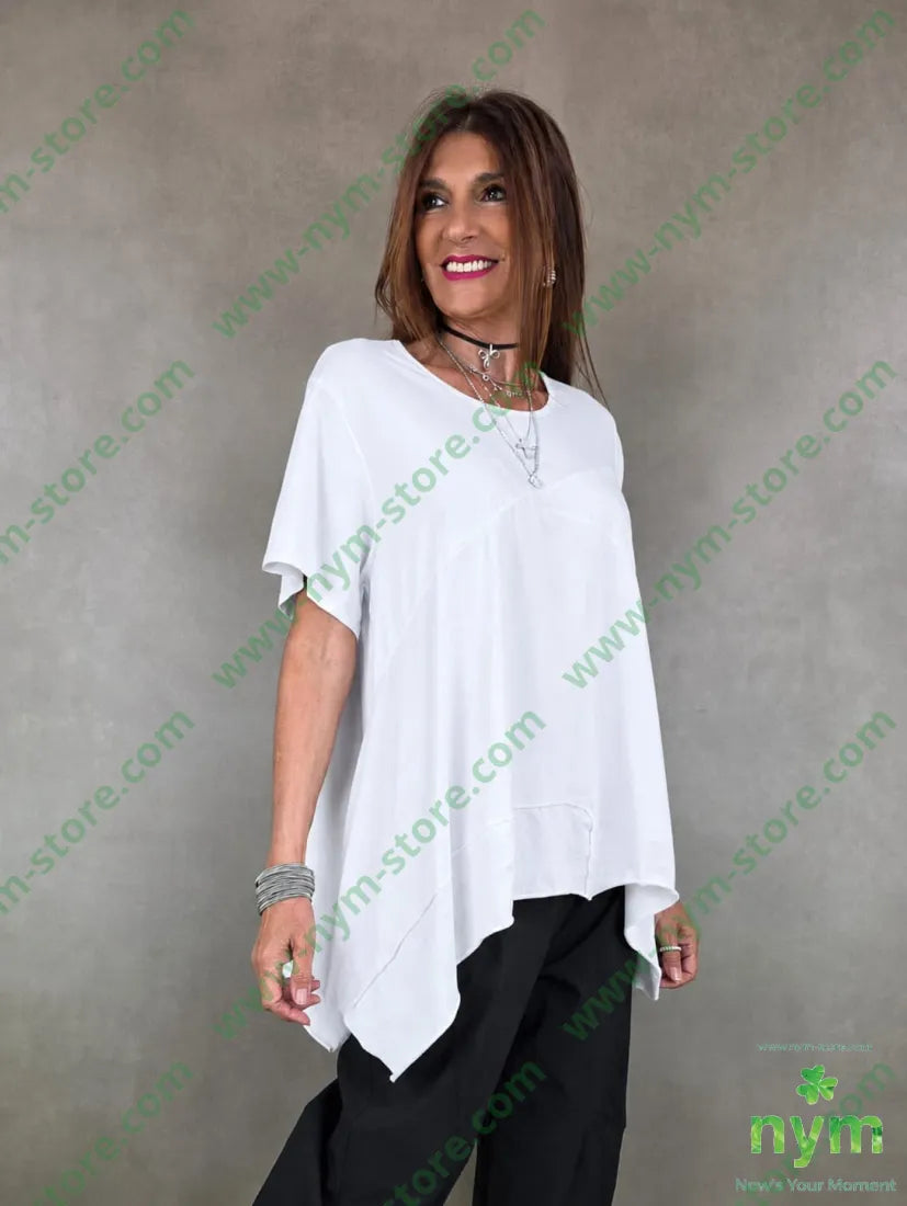 tshirt trapezio con cucitura 95co5ea - U / BIANCO / PE26 - TSHIRT