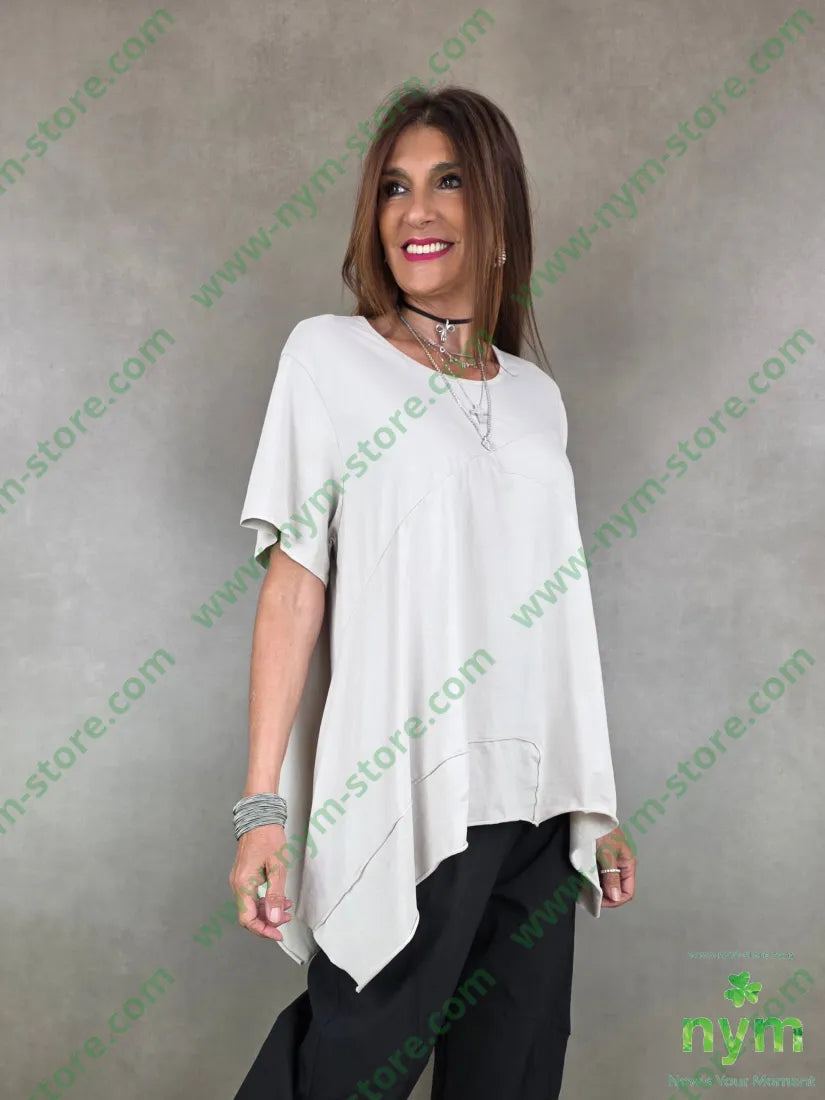 tshirt trapezio con cucitura 95co5ea - U / SABBIA / PE26 - TSHIRT