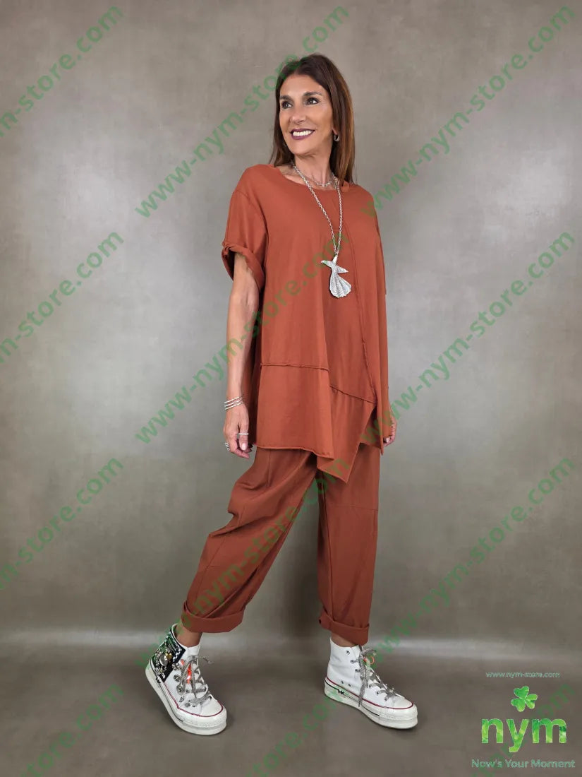 tshirt trapezio lunga taglio davanti 100co - TSHIRT