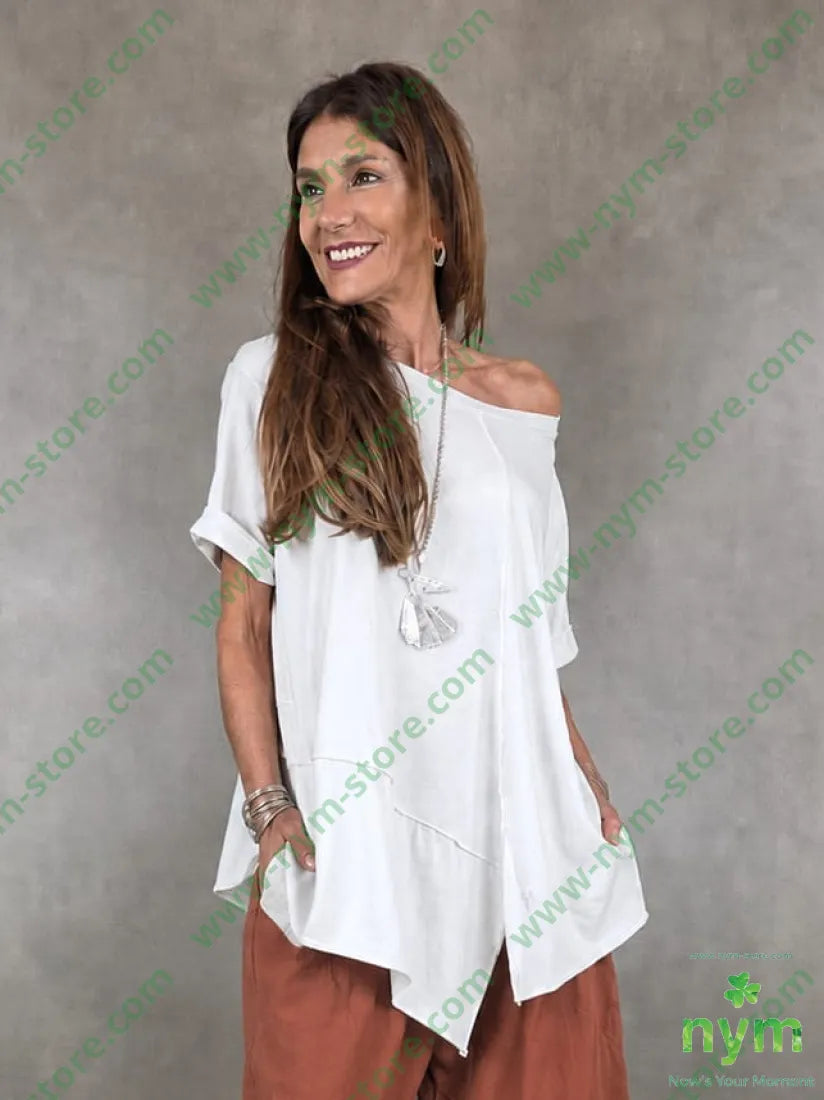 tshirt trapezio lunga taglio davanti 100co - U / BIANCO / PE26 - TSHIRT